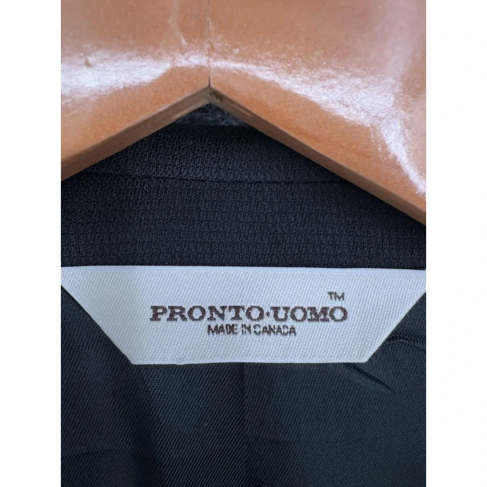 Pronto Uomo Suit Jacket Mens 42 Tall Black Wool 3 Button Notch Lapel Canada